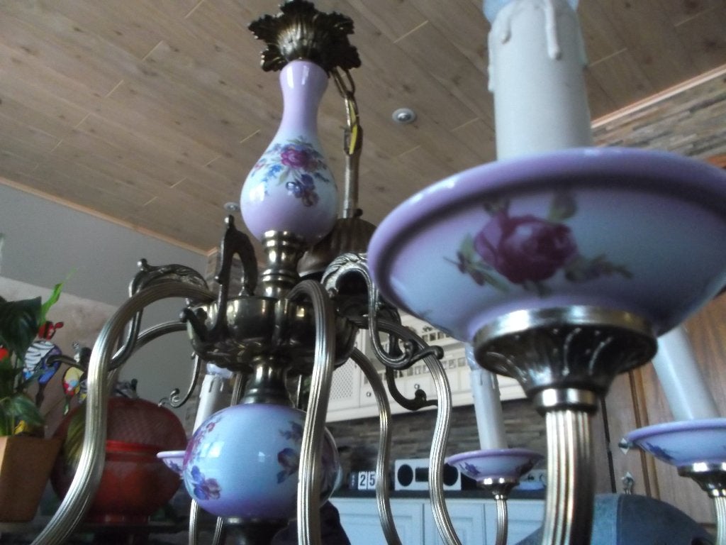 lustre de style florentin faïence et laiton, Enlèvement ou Envoi, Utilisé