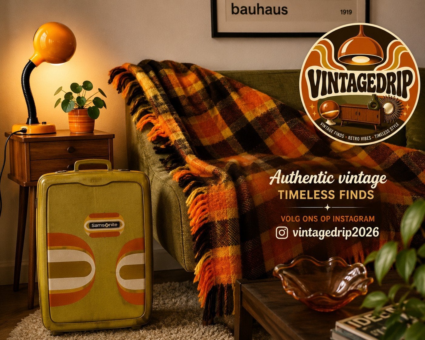Authentiek wollen vintage deken brengt instant seventies v, Ophalen