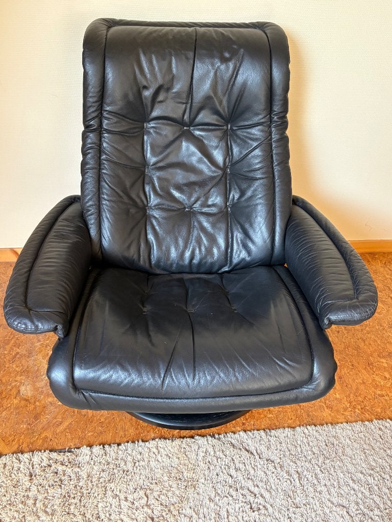 Relaxzetel ekornes met voetenbank, Ophalen, Gebruikt, Leer