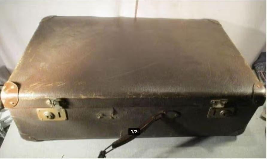 Valise ancienne/étui de voyage en bois et cuir - 70x42x23, Enlèvement ou Envoi