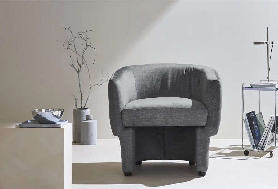 Neuf. Sweeek Fauteuil Club relax (Dolce) Velours gris foncé, Ophalen, Nieuw, Hout, Contemporain