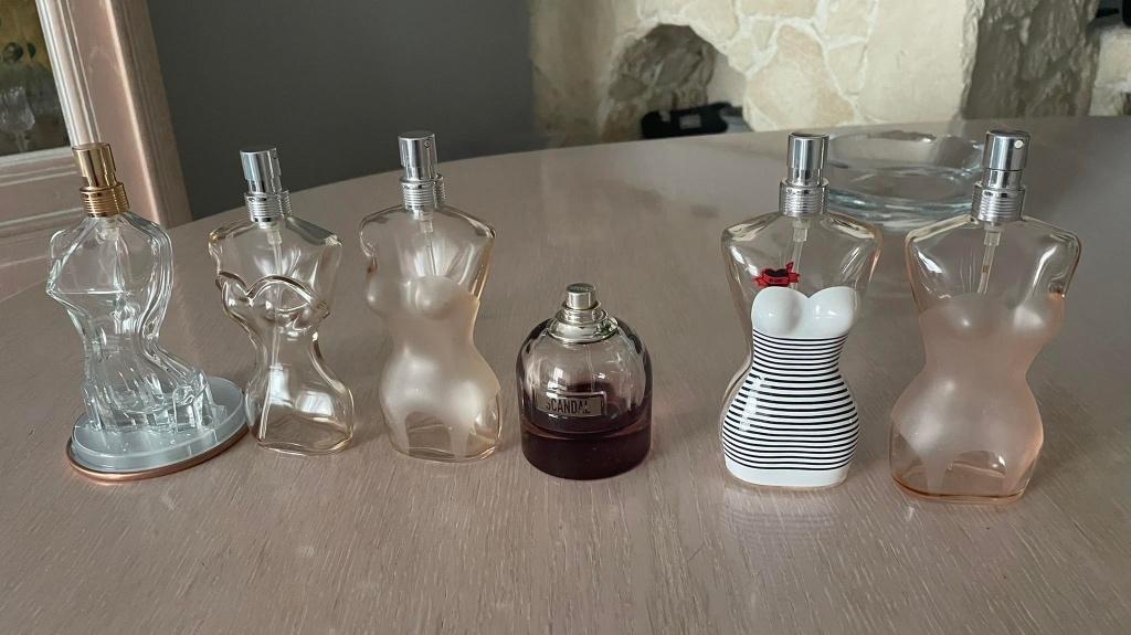 PARFUMFLESJES (5) leeg JEAN PAUL GAULTIER, Verzamelen, Parfumverzamelingen, Ophalen of Verzenden, Gebruikt, Parfumfles