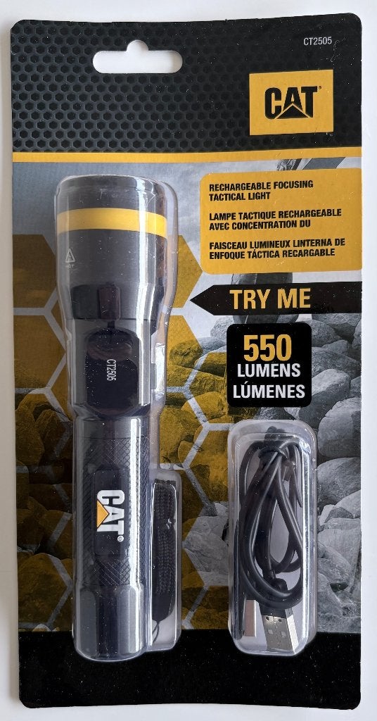 CAT CT2505 Tactical LED Zaklamp 550 Lumen+powerbank functie, Caravans en Kamperen, Zaklampen, Ophalen of Verzenden, Nieuw, Accu