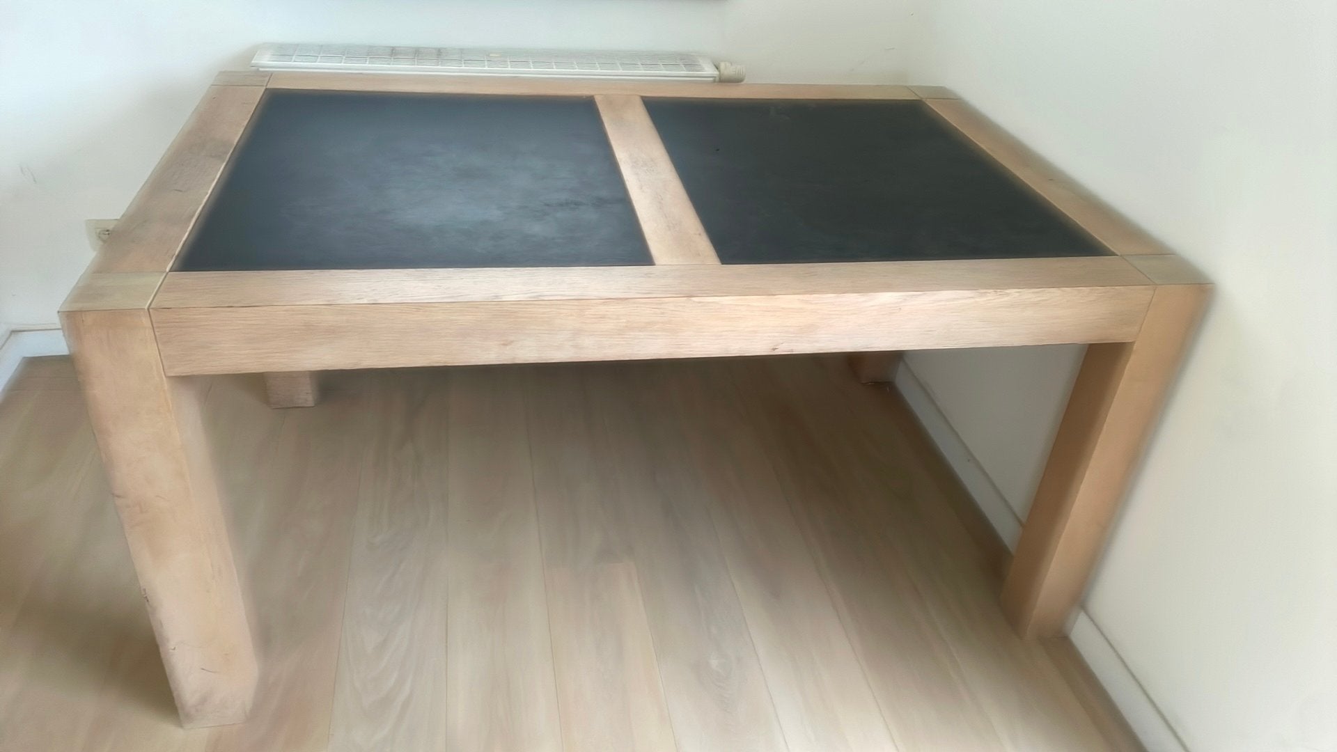 Eettafel met natuurstenen bladen., Ophalen, Gebruikt, 100 tot 150 cm, 150 tot 200 cm