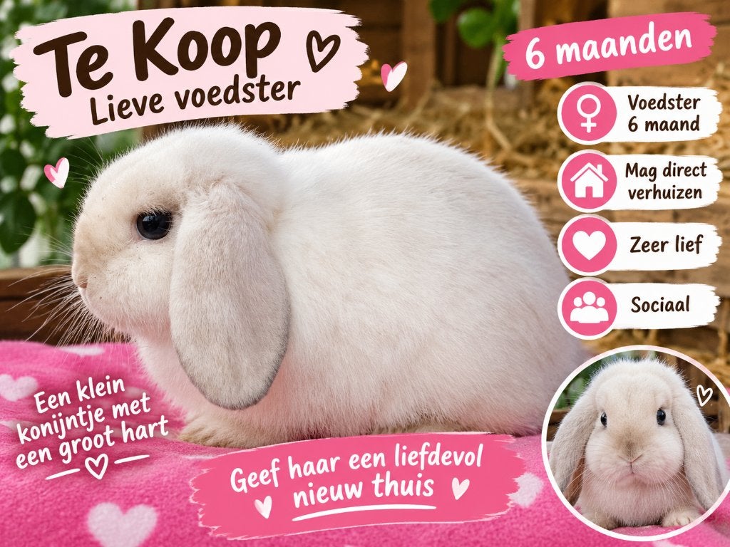Minilop voedster, Dieren en Toebehoren, Vrouwelijk, Dwerg, Hangoor, 0 tot 2 jaar