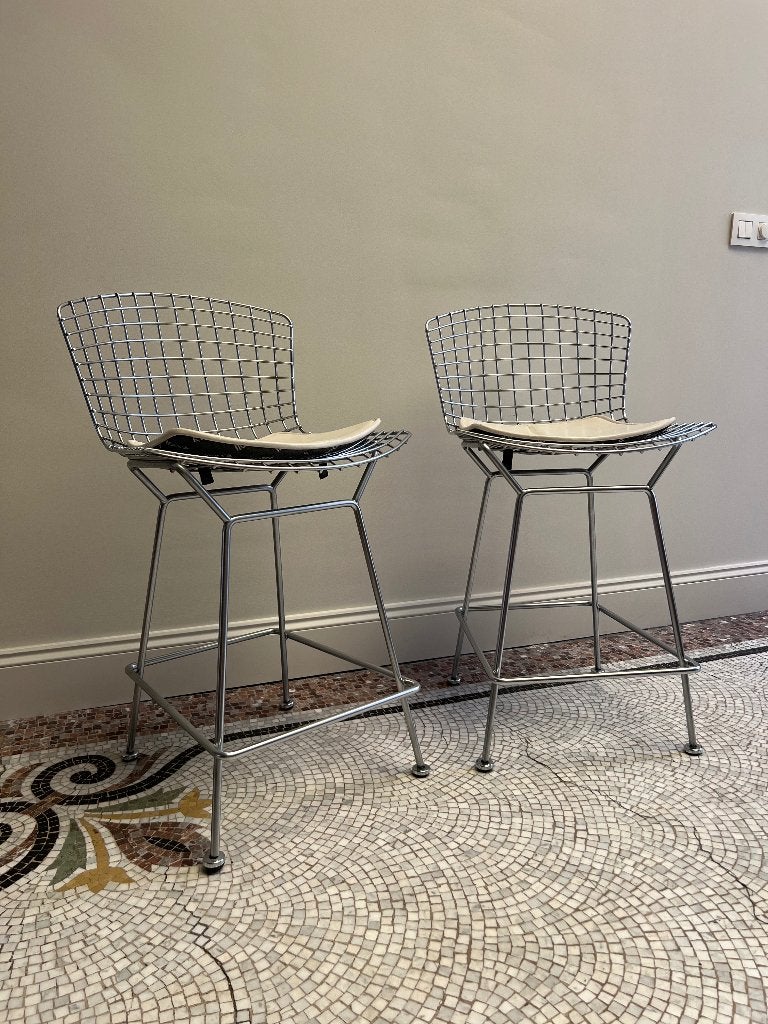 Set van 2 prachtige Knoll Bertoia barkrukken, Ophalen, 60 tot 90 cm, Zo goed als nieuw, Metaal