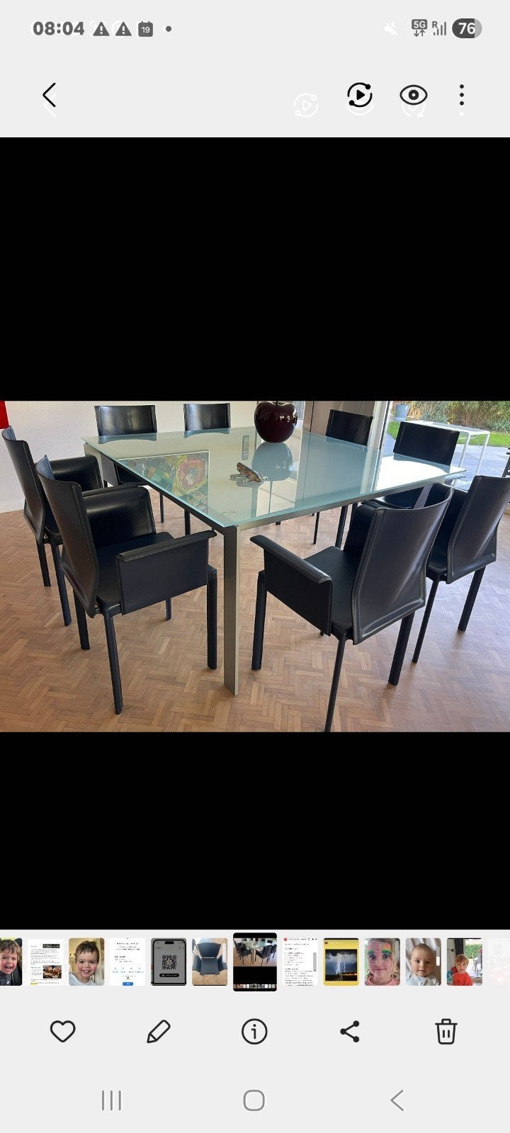 Eettafel in mat glas 145/145 + gratis salontafel 110/110, Huis en Inrichting, Ophalen, Glas