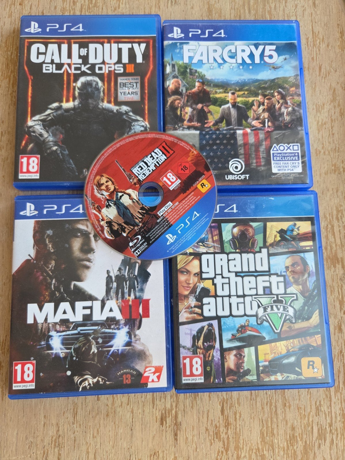 PS4-games: GTA V, Far Cry 5, Mafia III en Black Ops III, Ophalen of Verzenden, Zo goed als nieuw, Avontuur en Actie, Vanaf 18 jaar