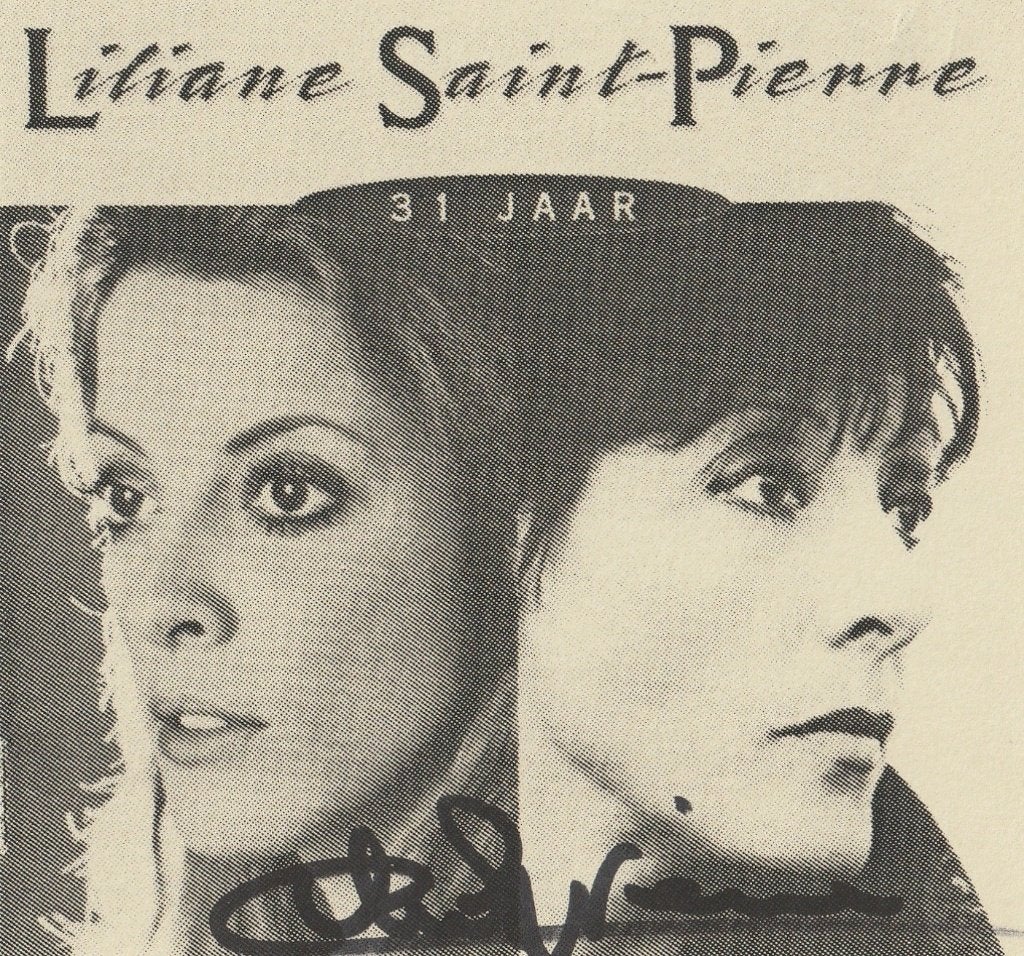 Liliane Saint-Pierre - foto met handtekening - 1995, Verzamelen, Ophalen of Verzenden, Zo goed als nieuw, Foto of Kaart, Gesigneerd