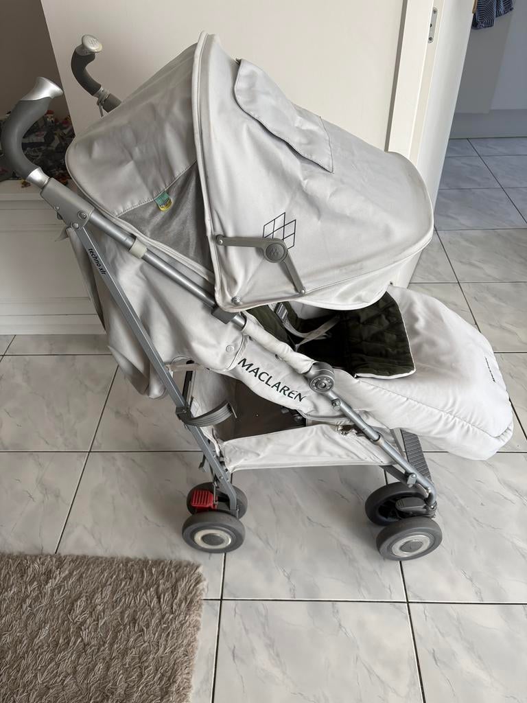 Kinderwagen Maclaren Techno XLR - lichtgrijs/donkergroen, Enlèvement, Comme neuf, Maclaren, Couverture pieds
