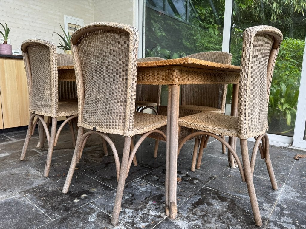 Rotan tafel en stoelen - Lloyd Loom of Spalding, Rotin, Chaise, Salons de jardin, Enlèvement