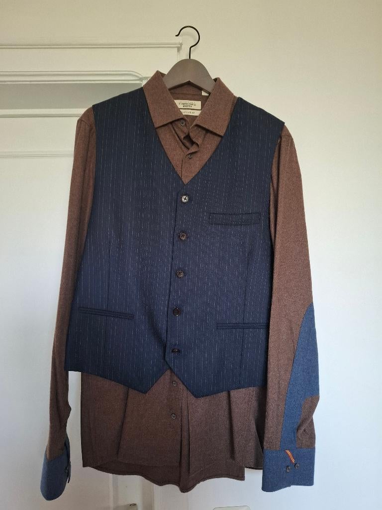 hemd en gilet 'Le Fabuleux Marcel de Bruxelles', Verzenden, Zo goed als nieuw, Maat 52/54 (L), Blauw
