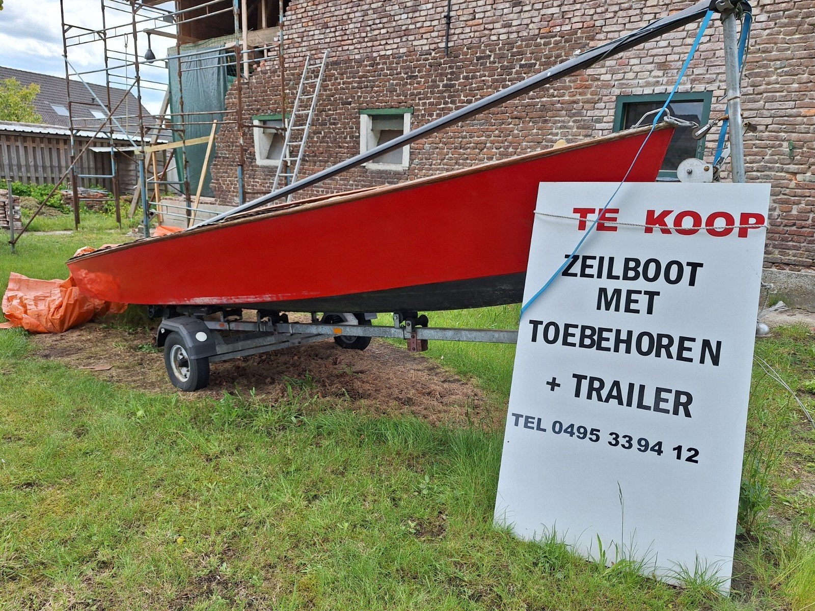 Zeilbootje de schakel met werk en trailer in goede staat, Watersport en Boten, Ophalen
