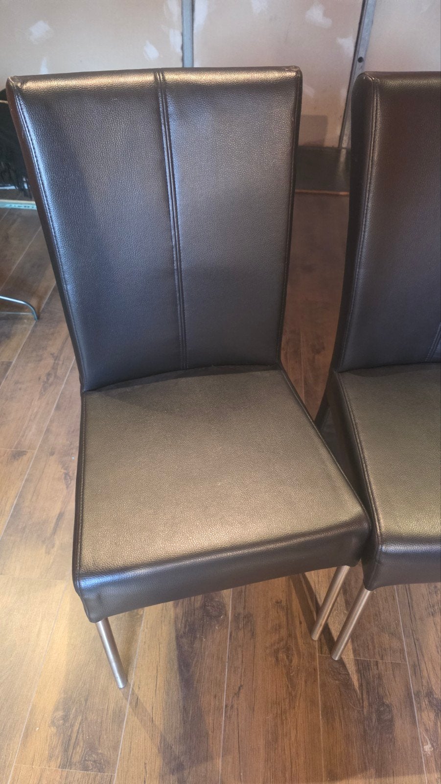 Chaises similicuir noir, Huis en Inrichting, Stoelen, Ophalen, Zwart, Overige materialen, Vier