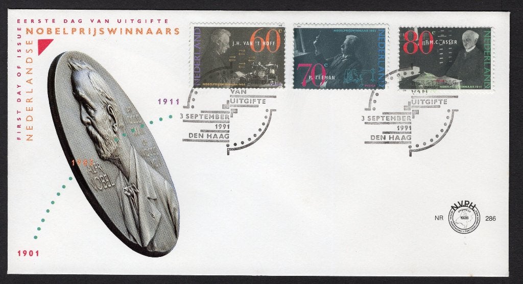NEDERLAND E286 FDC 1991 - Nobelprijswinnaars, Verzenden, Na 1940, Gestempeld