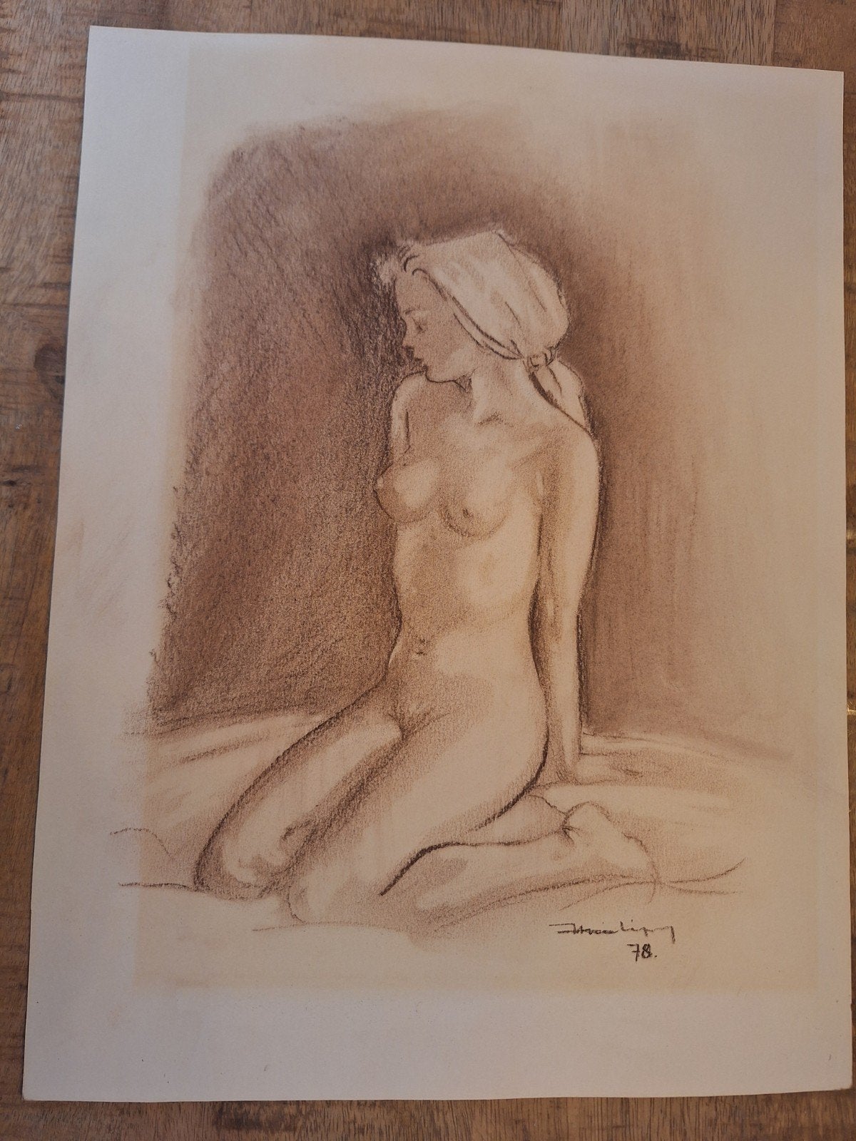 Tekening dame, Antiek en Kunst, Kunst | Tekeningen en Fotografie, Ophalen