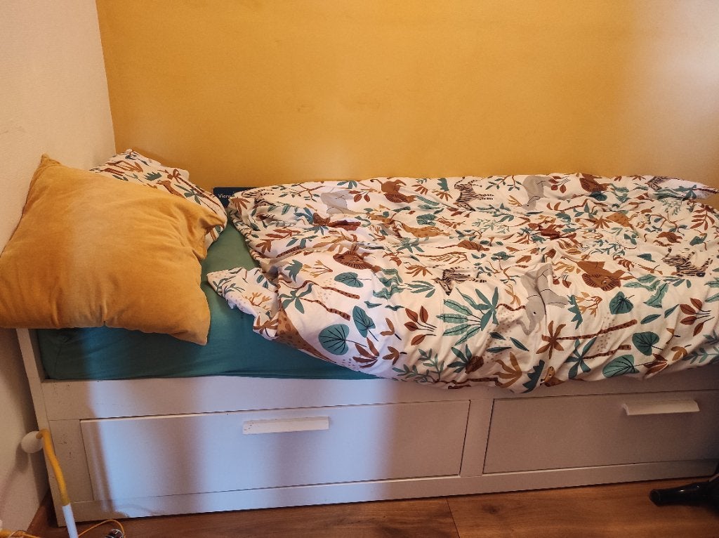 Lit 1 personne, Maison & Meubles, Chambre à coucher | Lits, Enlèvement, Comme neuf, Une personne, Blanc