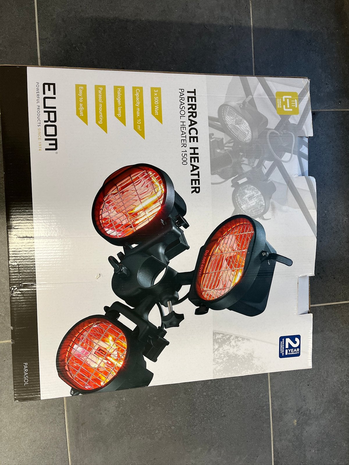 Eurom terrasverwarmer voor onder parasol, Enlèvement, Neuf, Électrique, Parasol
