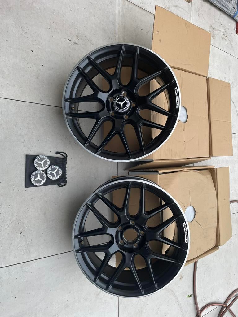 ✅5x112 velgen mercedes AMG 19 inch/ zwarte velgen amg, Ophalen, Zo goed als nieuw