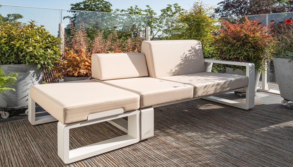 2 luxe tuin loungezetels met 1 pouf, Jardin & Terrasse, Ensembles de jardin, Comme neuf, Sets de jardin, Aluminium, 4 places, Banque