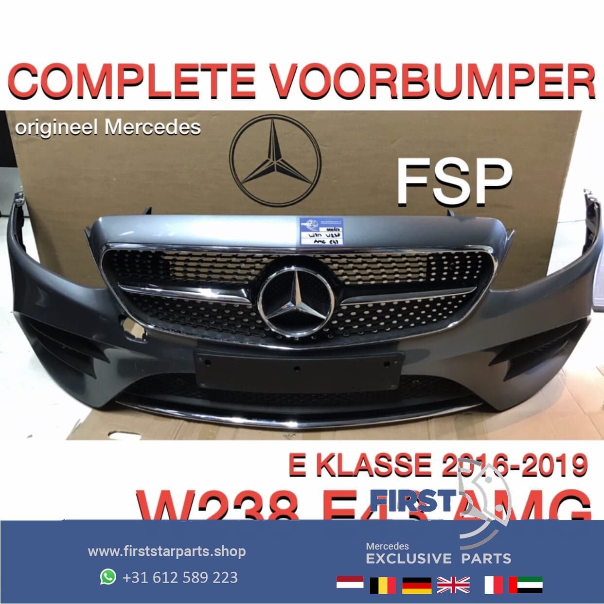 W238 E43 E53 AMG VOORBUMPER GRIJS + DIAMOND GRIL Mercedes E, Utilisé, -, Avant, -