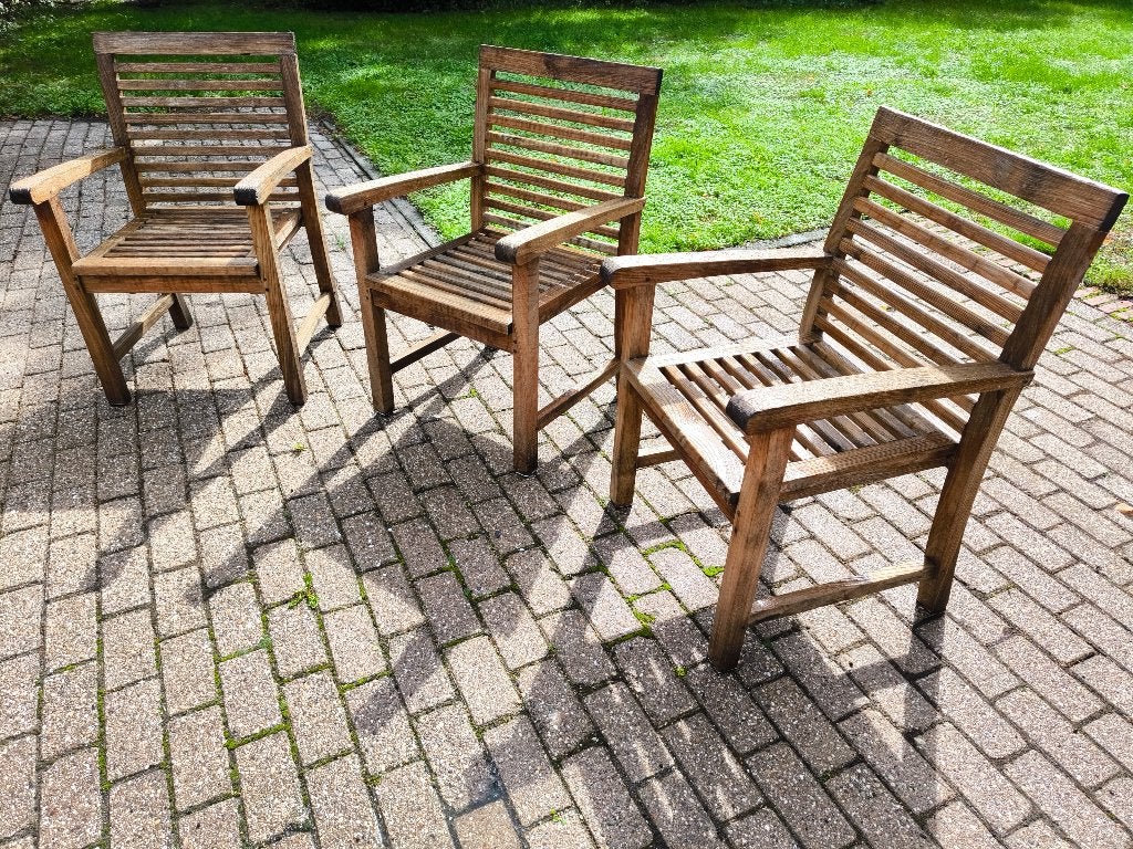 Teakhouten tuinstoelen Gulliver., Enlèvement, Utilisé, Bois