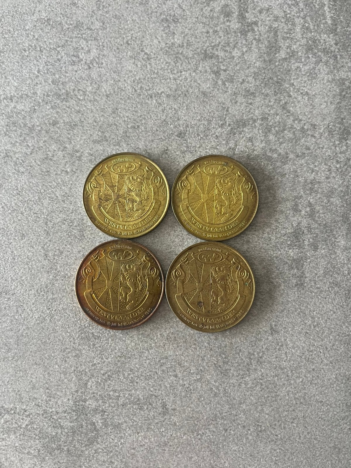 4x Westvlaander 25-token (1980) – Westtoerisme, Ophalen of Verzenden, Metaal, Setje