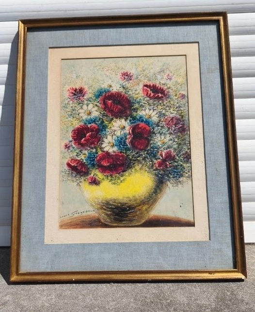 Aquarelle fleurs signe louis goegebeur, Antiquités & Art, Art | Peinture | Classique, Enlèvement ou Envoi, Aquarelle, Fleurs
