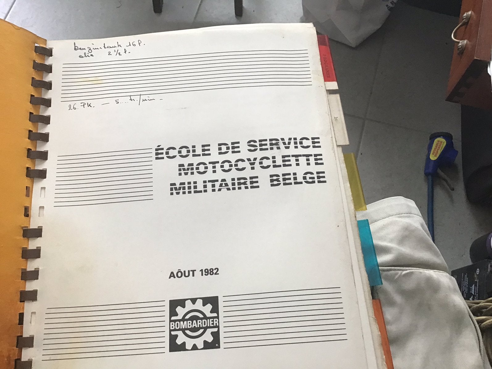 Manuel d'atelier militaire Moto Bombardier 1982, Enlèvement ou Envoi