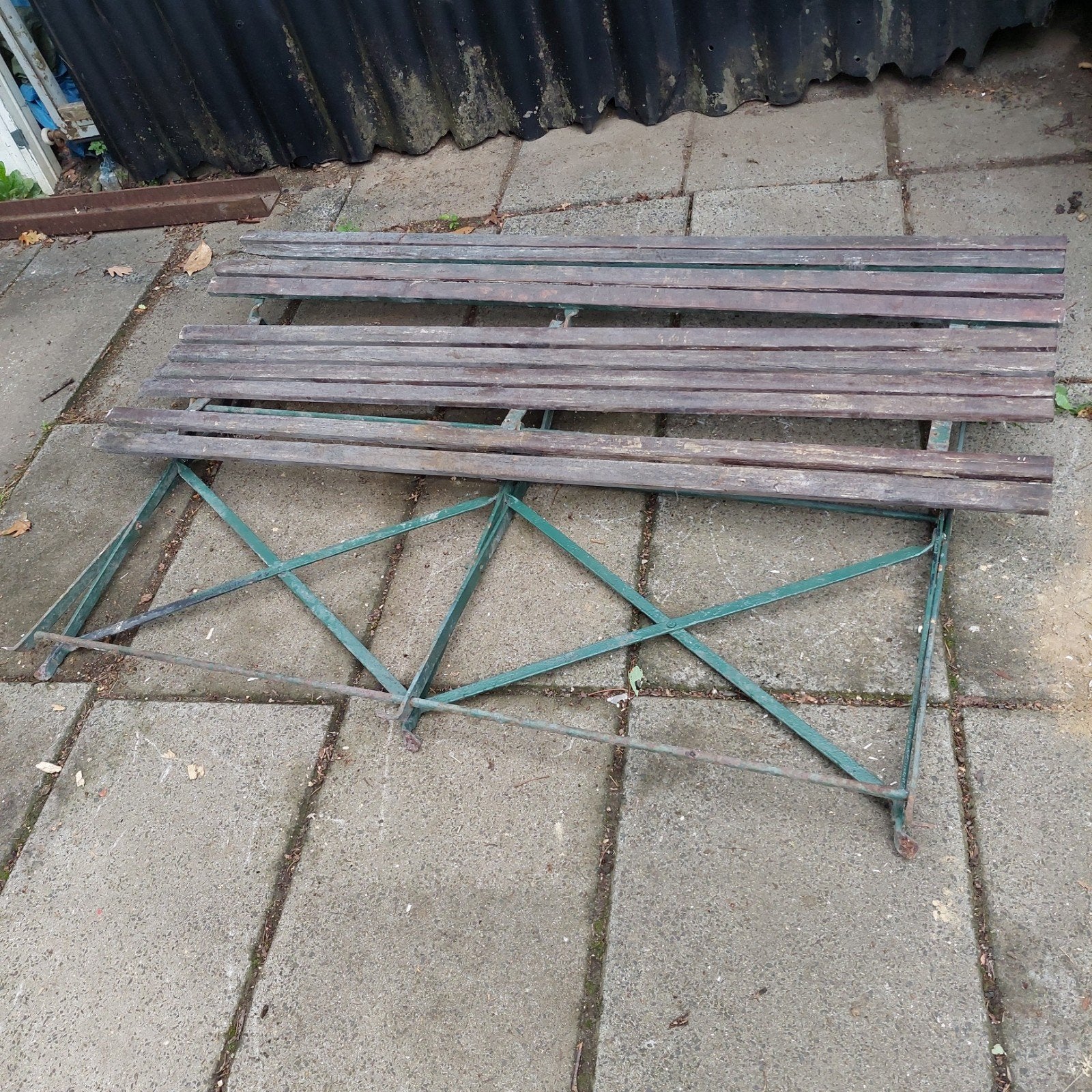 dubbele bank en plantenrek, Ophalen, Hout