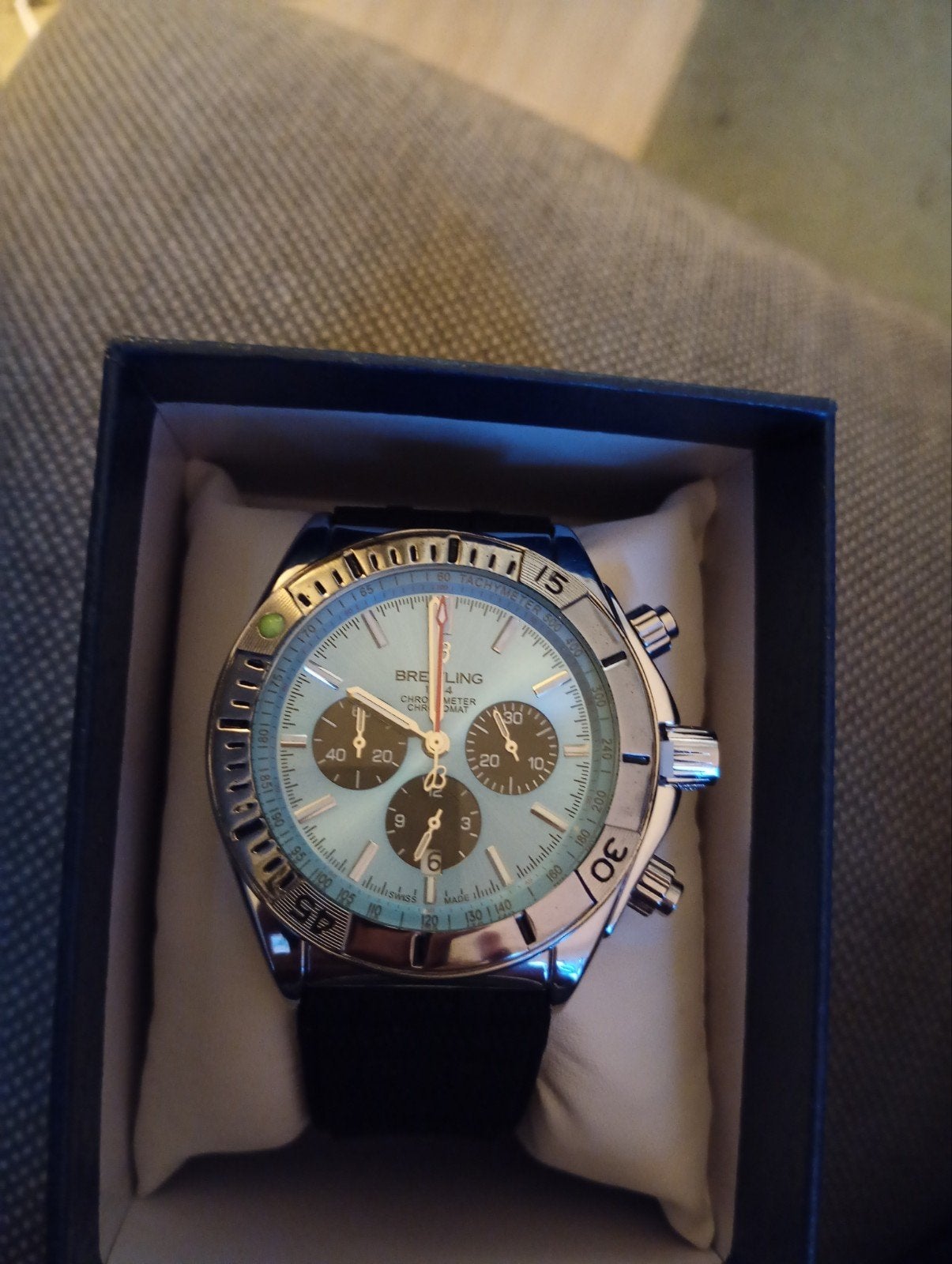Breitling ChronomatBleu glacé, Enlèvement ou Envoi, Breitling, Acier, Autres matériaux