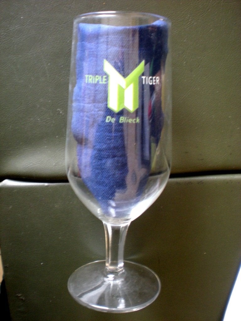 De Blieck   Aalst   Logo = lichtgroene kleur, Verzamelen, Ophalen of Verzenden, Zo goed als nieuw, Glas of Glazen