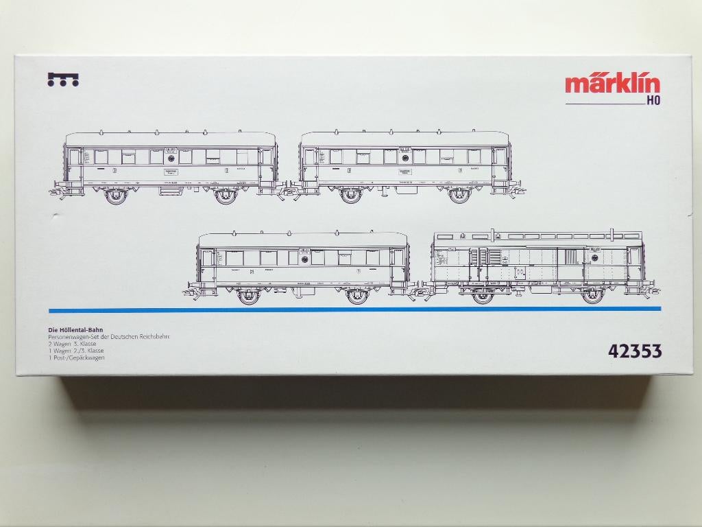 Marklin ho 42353 DRG Coffret de 4 Voitures 'HÖLLENTAL-Bahn'., Enlèvement ou Envoi, Neuf, Wagon, Märklin