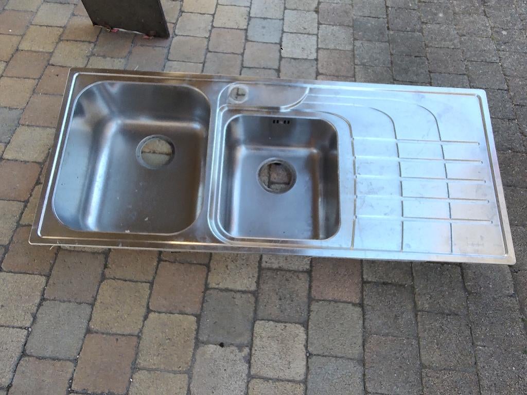 inox dubbele spoelbal, Ophalen, Gebruikt, Inox, Wastafel