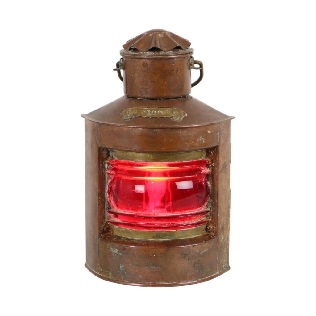 Kleine Scheepslamp DHR Bakboord Koper Maritiem 24cm, Gebruikt, Gebruiksvoorwerp, Motorboot of Zeilboot, Ophalen of Verzenden