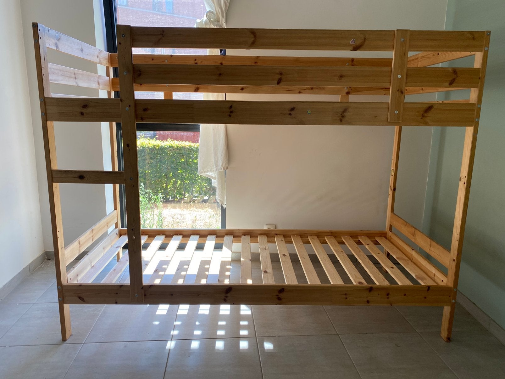 Stapelbed hout, Huis en Inrichting, Slaapkamer | Stapelbedden en Hoogslapers, Ophalen, Gebruikt, 90 cm, 160 tot 180 cm