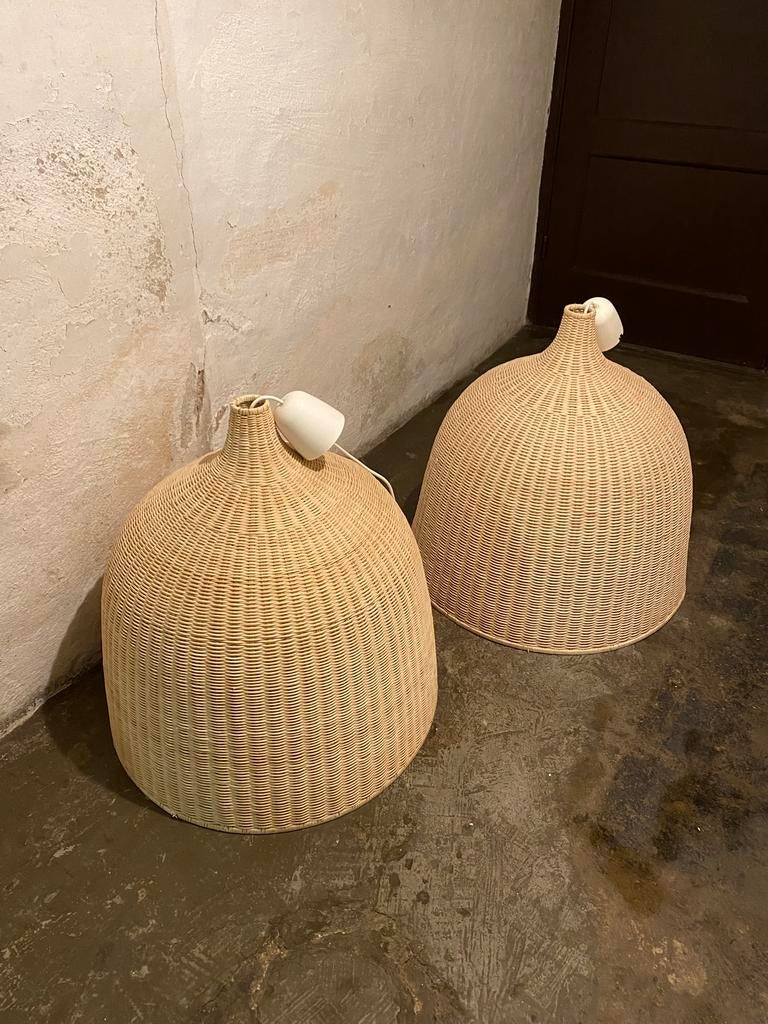 2 grote rieten lampen ikea, Huis en Inrichting, Lampen | Lampenkappen, Ophalen, Zo goed als nieuw