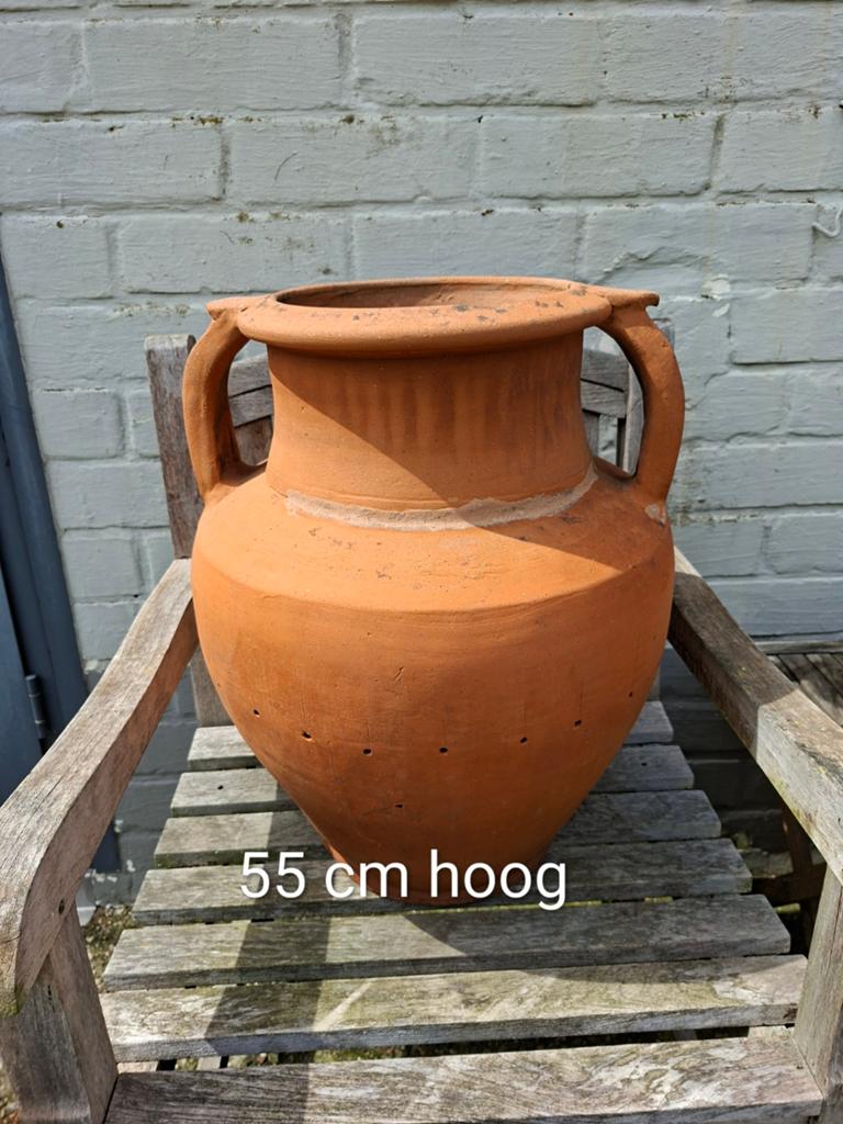 Terracotta bloempot met oren - 55 cm hoog, Ophalen