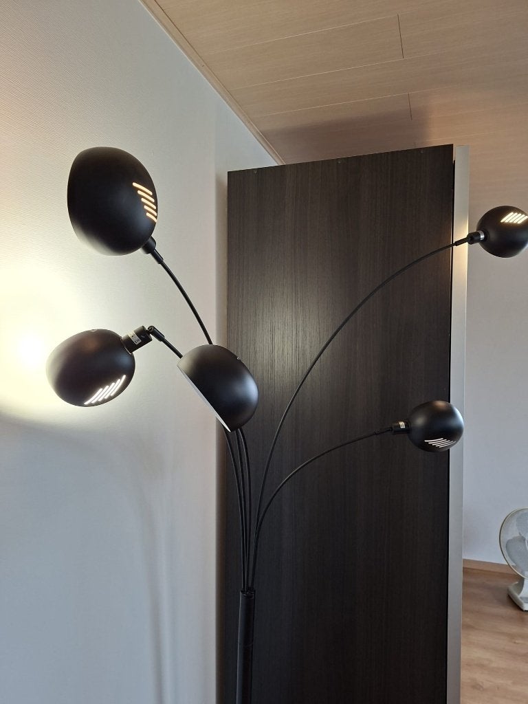 Moderne Zwarte Staanlamp met 5 Verstelbare Spots, Ophalen of Verzenden