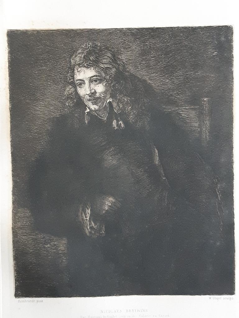 Gravure William Unger < 1886 -Rembrandt - Nicolaes Bruyningk, Antiquités & Art, Art | Eaux-fortes & Gravures, Eau-forte, Signé