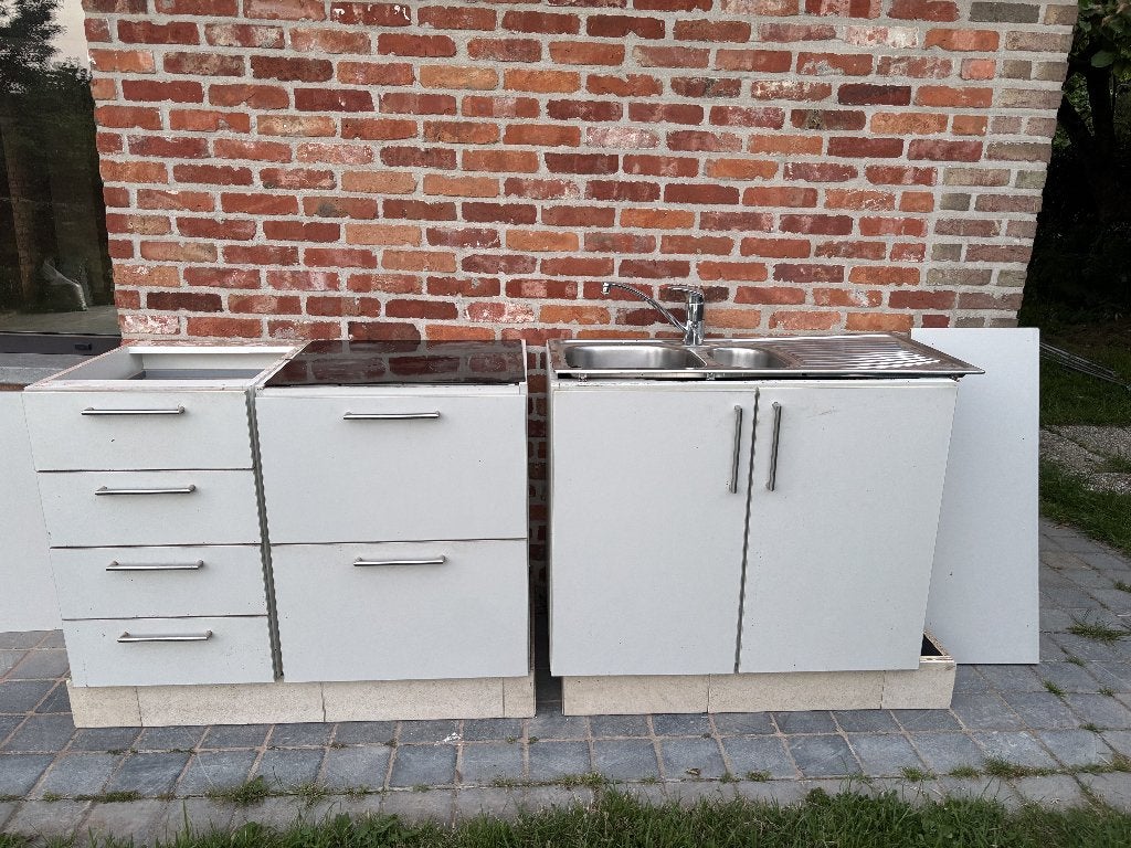 Keukenkasten met lades, apothekerkast met mandjes,..., Ophalen, Gebruikt, Wit