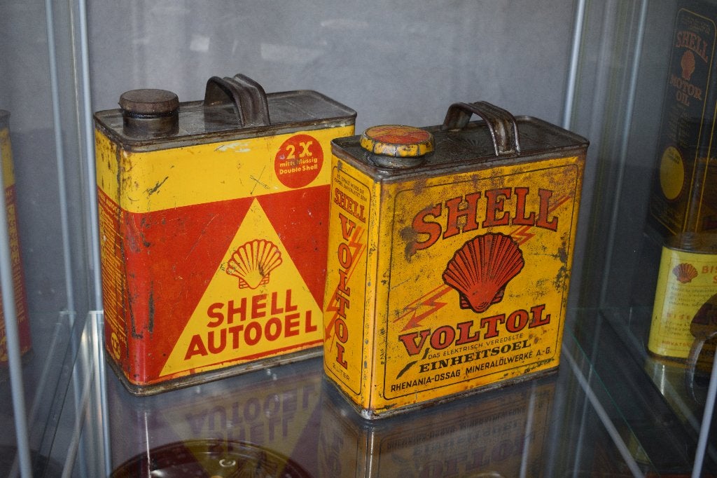 collection 2 bidon shell allemand 1930, Enlèvement ou Envoi, Utilisé, Panneau publicitaire