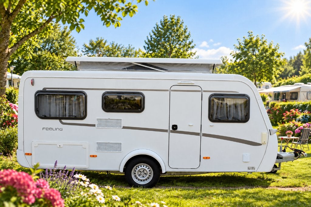 eriba 425 feeling nieuw, Kachel, 2 aparte bedden, Bedrijf, 4 tot 5 meter