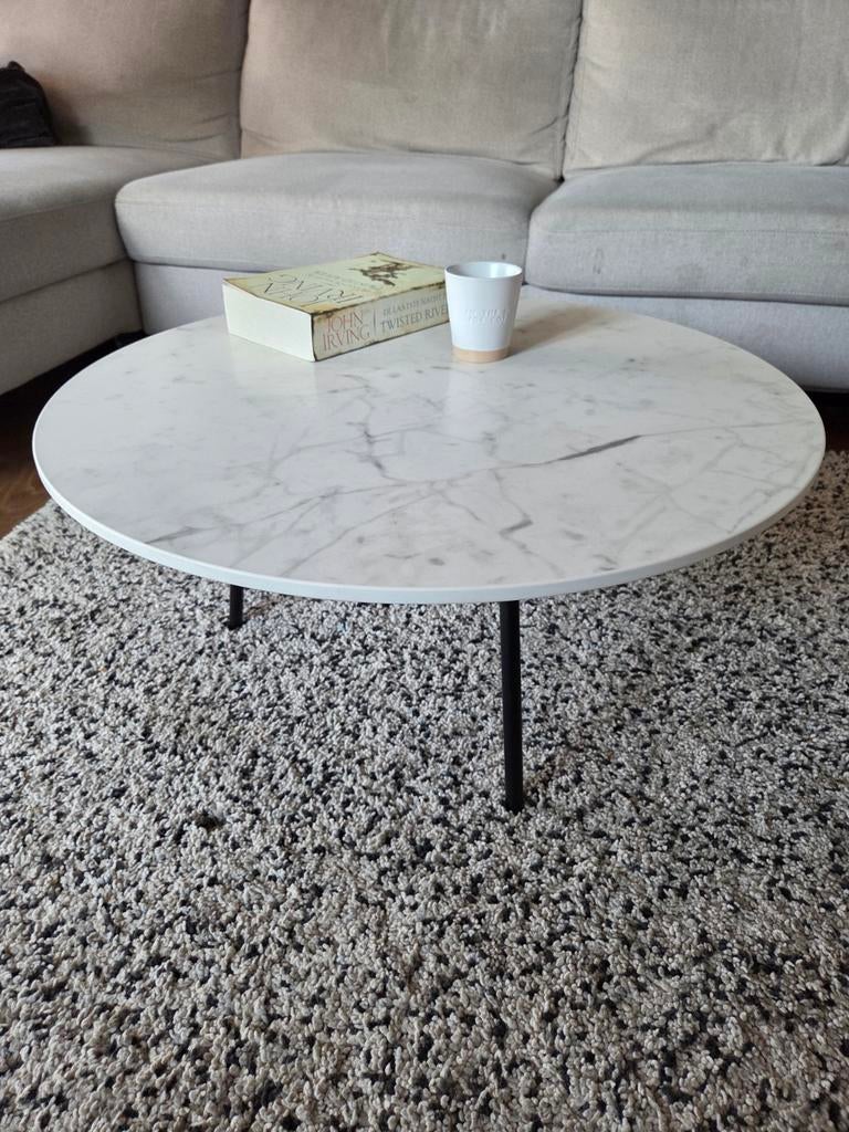 Unit14 keramische salontafel carrara wit - diameter 70cm, Huis en Inrichting, Tafels | Salontafels, Ophalen
