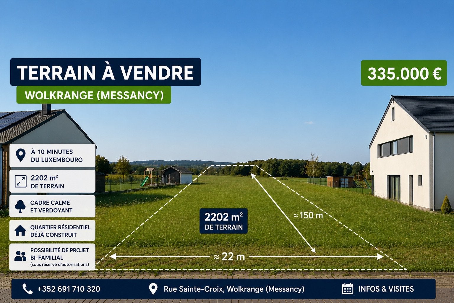 Grand terrain à 10min du Luxembourg,idéal projet bi-familial, Immo, Terrains & Terrains à bâtir, 1500 m² ou plus, Ventes sans courtier