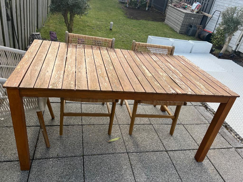Table jardin  en bois 6 personnes (à rénover), Enlèvement, Utilisé, Rectangulaire, Bois