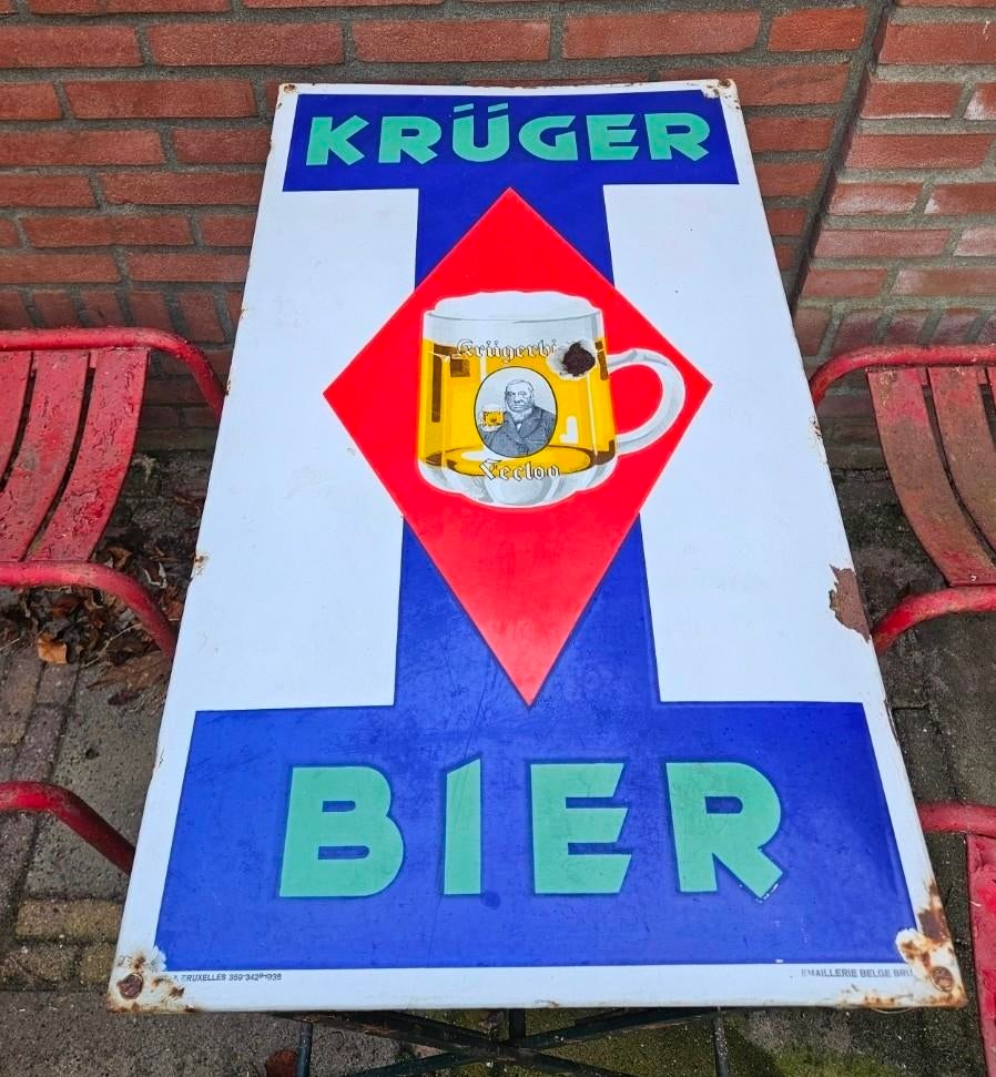 Kruger Bier emaille cafe tafel., Ophalen