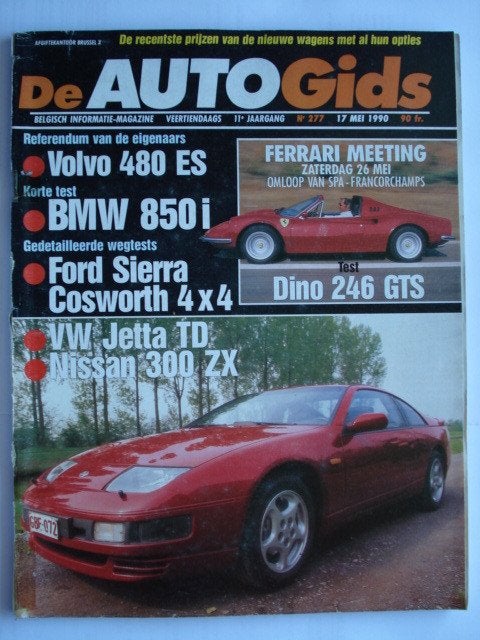 AutoGids 277 Ford Sierra Cosworth Nissan 300 ZX Volvo 480 ES, Verzenden, Gelezen, Algemeen