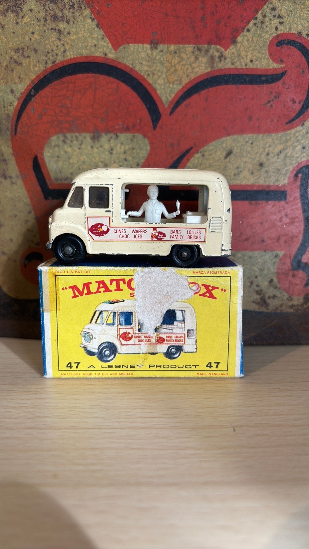 Matchbox Lesney No. 47 Ice Cream Van – zeldzamere kleur, Ophalen of Verzenden, Lesney
