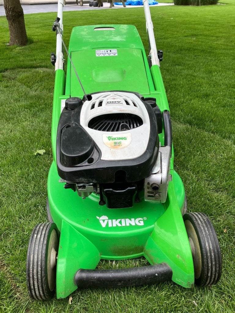 Viking grasmaaier, Tuin en Terras, Grasmaaiers, Ophalen, Cirkelmaaier, Opvangbak, Benzine-grasmaaier